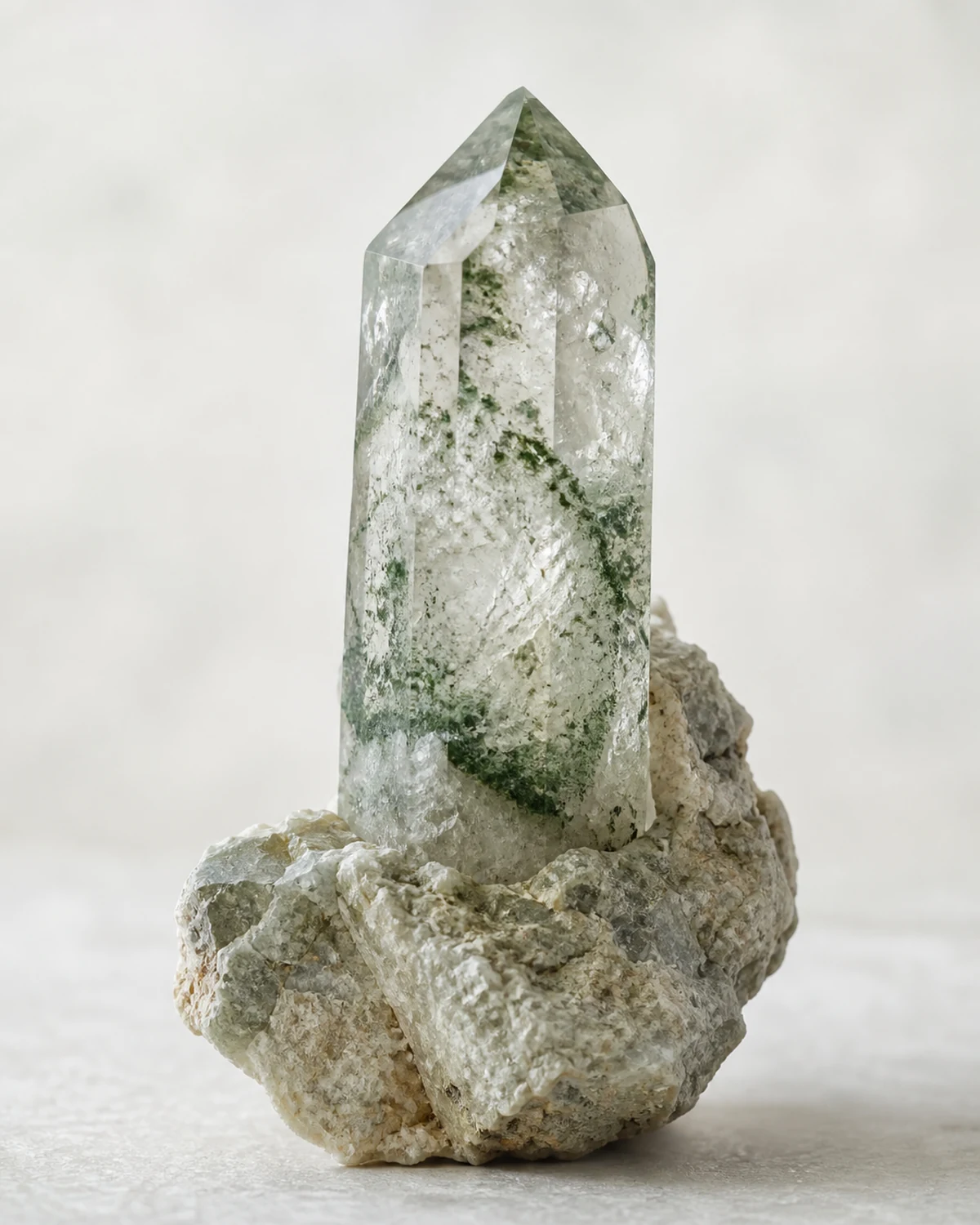 帶有綠泥石內含物的天然水晶