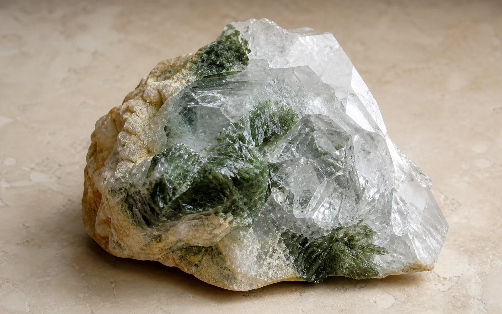 帶有礦物內含物的天然晶體